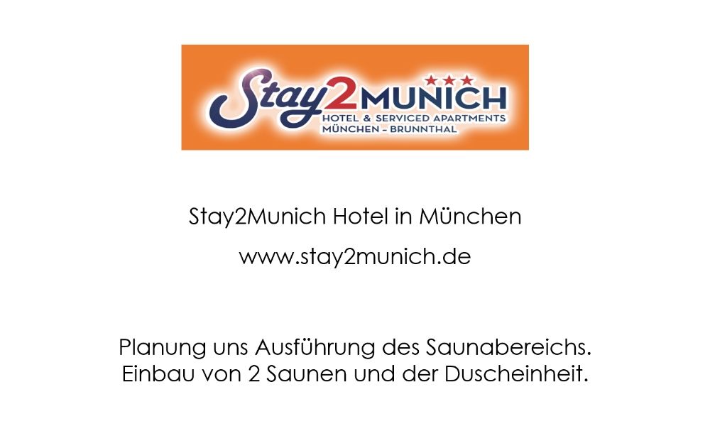 Planung und Ausführung des Saunabereichs. Einbau von 2 Saunen und der Duscheinheit im Stay2Munich Hotel in München - www.stay2munich.de