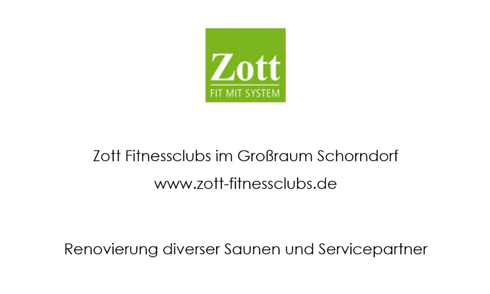 Renovierung diverser Saunen und Servicepartner im Saunabereich im Zott Fitnessclub im Großraum Schorndorf - www.zott-fitnessclubs.de